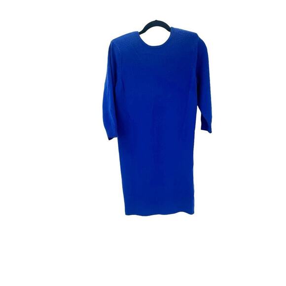 Frame Cashmere Padded Shoulder Mini Dress 3/4 Sleeve Royal Blue Size S NWOT $648 - Picture 6 of 12